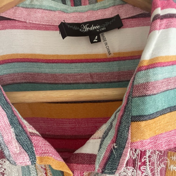 Andree by Unit Boho Embroidered Candy Striped Maxi Dress Duster - Picture 5 of 9